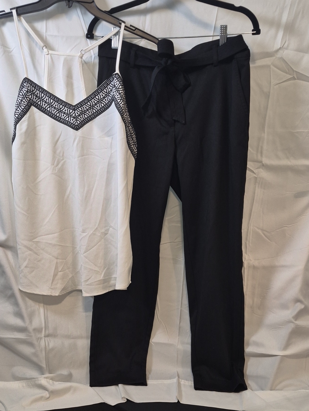 2 Peice Set. LOFT Black Paperbag Waist Tie Trousers With Top